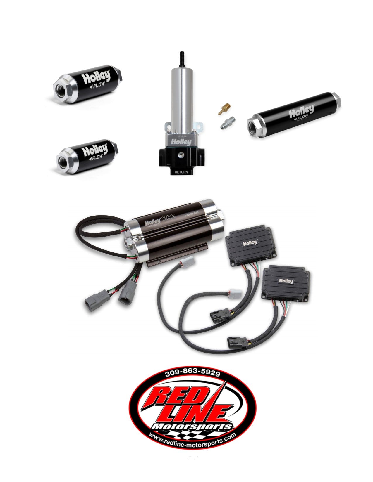 VR2 BRUSHLESS FUEL PUMP-DUAL 10AN INLET WITH 2 PORT REGULATOR KIT (Up to 3200 HP N/A or 1900 HP Boosted on Gasoline at 13.8V)